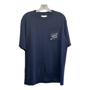 Palmes tennis arrow heart tee S mens cotton Denmark blue crew neck short sleeve